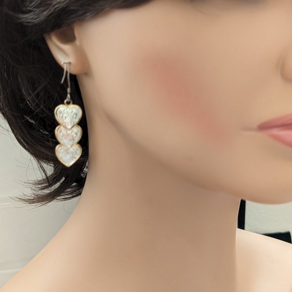 Vintage Lot Earrings Jewelry 3 Pairs Earrings Silver Tone Impressionist - Picture 4 of 13